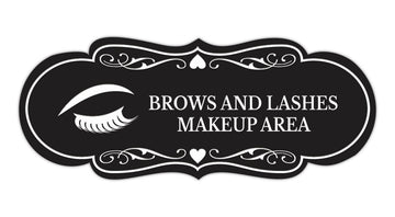 Signs ByLITA Designer Brows and Lashes Makeup Area Wall or Door Sign